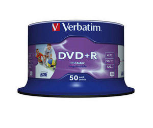 DVD+R VERBATIM 4.7GB x16 Cake *50 Printable Wide Photo - obrazek 2