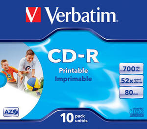 CDR Verbatim 700MB 52x Jewel Case *10 Printable - obrazek 4