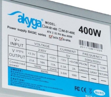 Zasilacz ATX 400W Akyga Basic - obrazek 2