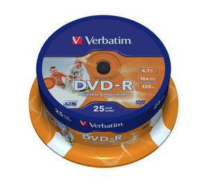 DVD-R Verbatim 4.7GB x16 Cake *25  Printable