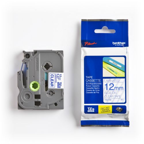 Taśma do drukarki etykiet Brother TZE133 12mm Niebieski na Przeźroczystym - obrazek 2