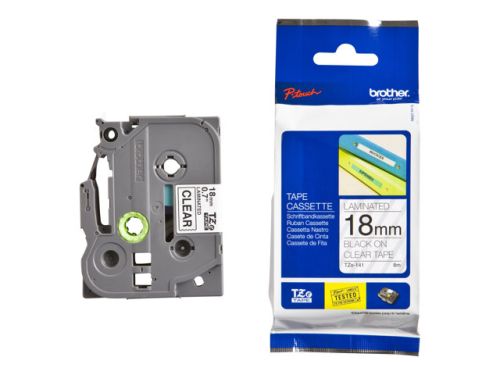 Taśma do drukarki etykiet Brother TZE141 18mm Czarny na Przeźroczystym - obrazek 2