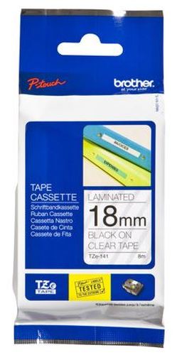 Taśma do drukarki etykiet Brother TZE141 18mm Czarny na Przeźroczystym - obrazek 3