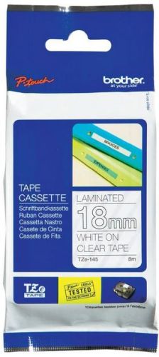 Taśma do drukarki etykiet Brother TZE145 18mm Biały na Przeźroczystym - obrazek 3