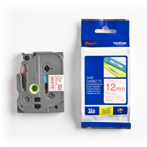 Taśma do drukarki etykiet Brother TZe232 12mm Czerwony na Białym - obrazek 2