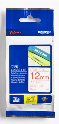 Taśma do drukarki etykiet Brother TZe232 12mm Czerwony na Białym - obrazek 3
