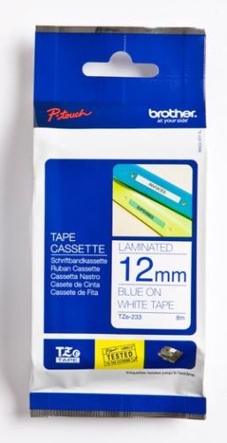 Taśma do drukarki etykiet Brother TZE233 12mm Niebieski na Białym - obrazek 3