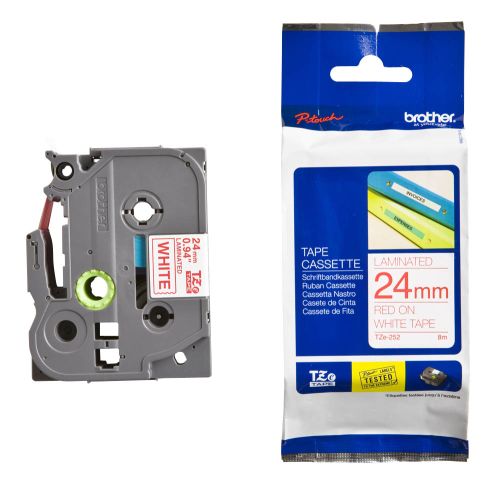 Taśma do drukarki etykiet Brother TZE252 24mm Czerwony na Białym - obrazek 2
