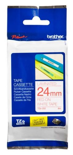 Taśma do drukarki etykiet Brother TZE252 24mm Czerwony na Białym - obrazek 3