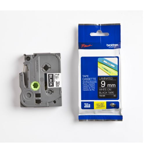 Taśma do drukarki etykiet Brother TZE325 9mm Biały na Czarnym - obrazek 2