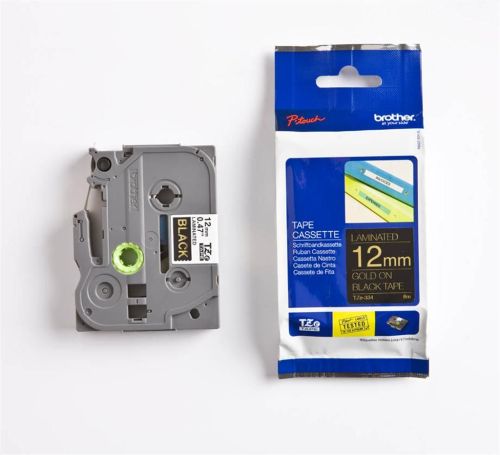 Taśma do drukarki etykiet Brother TZE334 12mm Złoty na Czarnym - obrazek 4