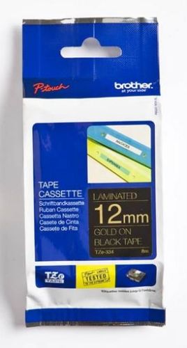 Taśma do drukarki etykiet Brother TZE334 12mm Złoty na Czarnym - obrazek 3
