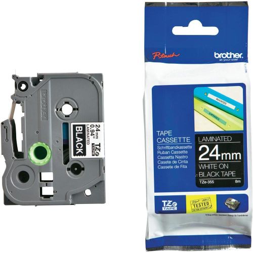 Taśma do drukarki etykiet Brother TZE355 24mm Biały na Czarnym - obrazek 4