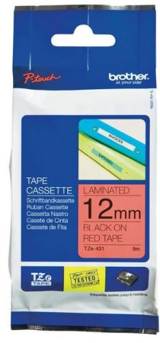 Taśma do drukarki etykiet Brother TZe431 12mm Czarne na Czerwonym - obrazek 3