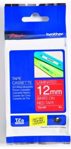 Taśma do drukarki etykiet Brother TZE435 12mm Białe na Czerwonym - obrazek 3