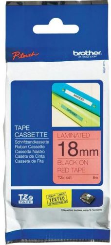 Taśma do drukarki etykiet Brother TZe441 18mm Czarne na Czerwonym - obrazek 3