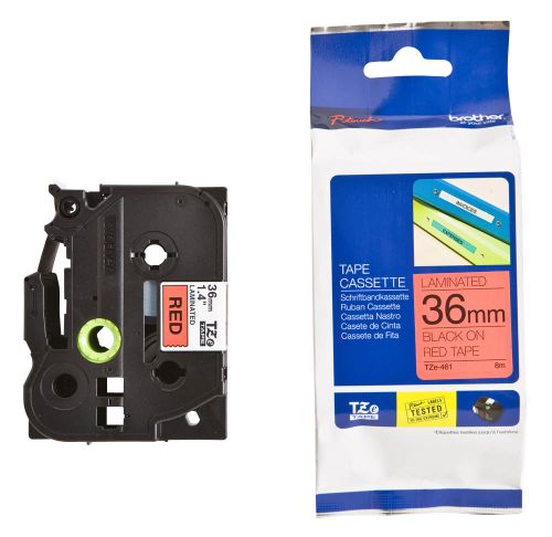 Taśma do drukarki etykiet Brother TZE461 36mm Czarne na Czerwonym - obrazek 4