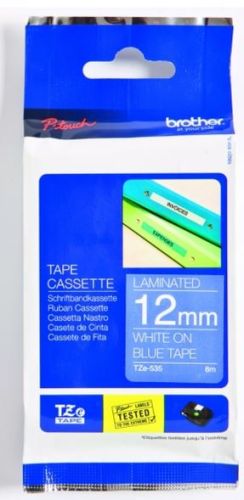 Taśma do drukarki etykiet Brother TZE535 12mm Białe na Niebieskim - obrazek 3