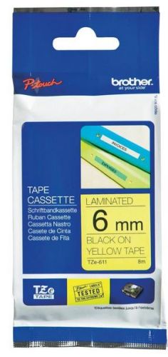Taśma do drukarki etykiet Brother TZe611 6mm Czarny na Żółtym - obrazek 3