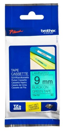 Taśma do drukarki etykiet Brother TZe721 9mm Czarny na Zielonym - obrazek 3