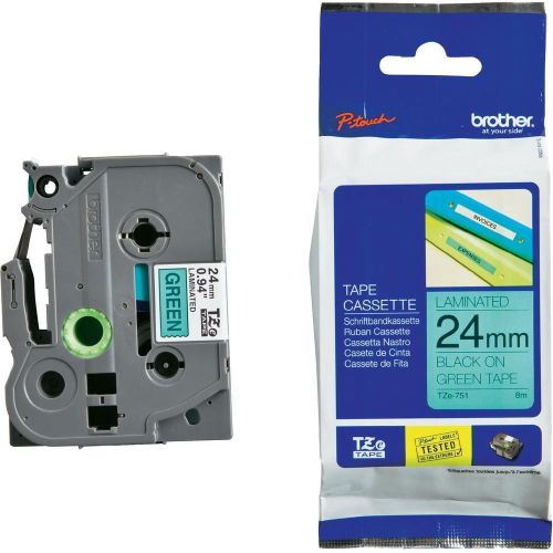 Taśma do drukarki etykiet Brother TZE751 24mm Czarny na Zielonym - obrazek 4
