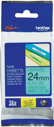 Taśma do drukarki etykiet Brother TZE751 24mm Czarny na Zielonym - obrazek 3