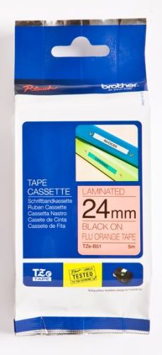 Taśma do drukarki etykiet Brother TZEB51 24mm Czarny na Fluorescencyjnym Pomarańczu - obrazek 3