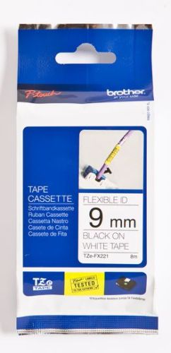 Taśma do drukarki etykiet Brother TZEFX221 9mm Czarny na Białym Flexible - obrazek 3