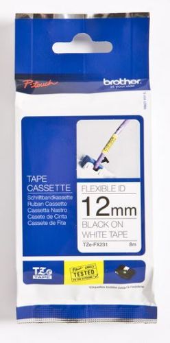 Taśma do drukarki etykiet Brother TZEFX231 12mm Czarny na Białym Flexible - obrazek 3