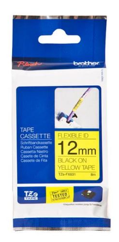 Taśma do drukarki etykiet Brother TZEFX631 12mm Czarny na Żółtym Flexible - obrazek 3
