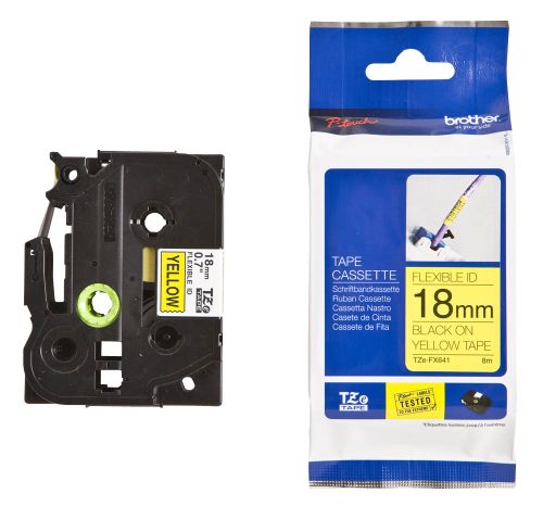 Taśma do drukarki etykiet Brother TZEFX641 18mm Czarny na Żółtym Flexible - obrazek 2