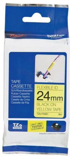 Taśma do drukarki etykiet Brother TZEFX651 24mm Czarny na Żółtym Flexible - obrazek 3