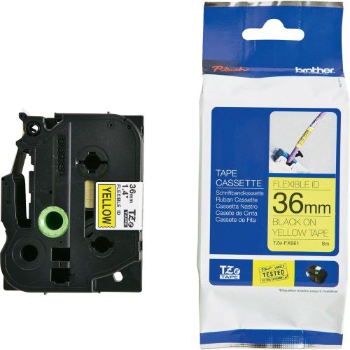 Taśma do drukarki etykiet Brother TZEFX661 36mm Czarny na Żółtym Flexible - obrazek 2