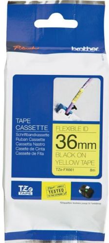 Taśma do drukarki etykiet Brother TZEFX661 36mm Czarny na Żółtym Flexible - obrazek 3