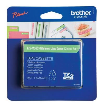 Taśma do drukarki etykiet Brother TZEMQG35 12mm Biały na Zielonym - obrazek 3