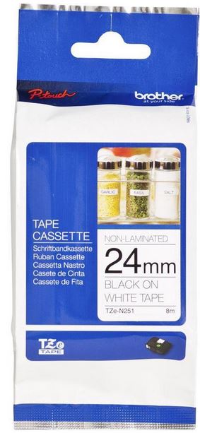 Taśma do drukarki etykiet Brother TZEN251 24mm Czarny na Białym - obrazek 5