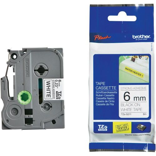 Taśma do drukarki etykiet Brother TZeS211 6mm Czarny na Białym - obrazek 4