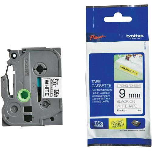 Taśma do drukarki etykiet Brother TZeS221 9mm Czarny na Białym - obrazek 2