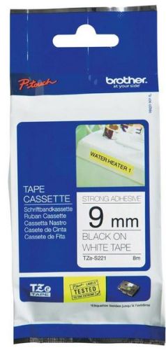 Taśma do drukarki etykiet Brother TZeS221 9mm Czarny na Białym - obrazek 3