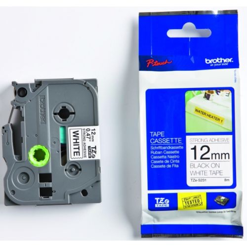 Taśma do drukarki etykiet Brother TZeS231 12mm Czarny na Białym - obrazek 4