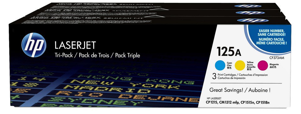 Tonery HP 125A  CF373AM 3-Pack  Cyan, Yellow, Magenta  1400 str.