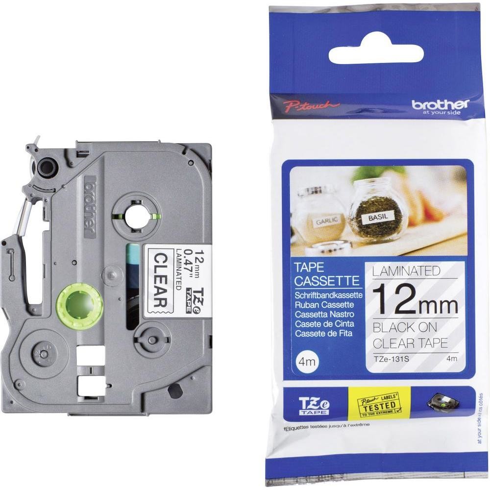 Taśma do drukarki etykiet Brother TZE131S 12mm Czarny na Przeźroczystym - obrazek 3