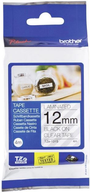 Taśma do drukarki etykiet Brother TZE131S 12mm Czarny na Przeźroczystym - obrazek 4