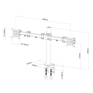 Uchwyt do mocowania LCD 13" - 27" - 10 Kg - 2 monitory - Biurkowy; obrotowy; dwuramienny ART - obrazek 2