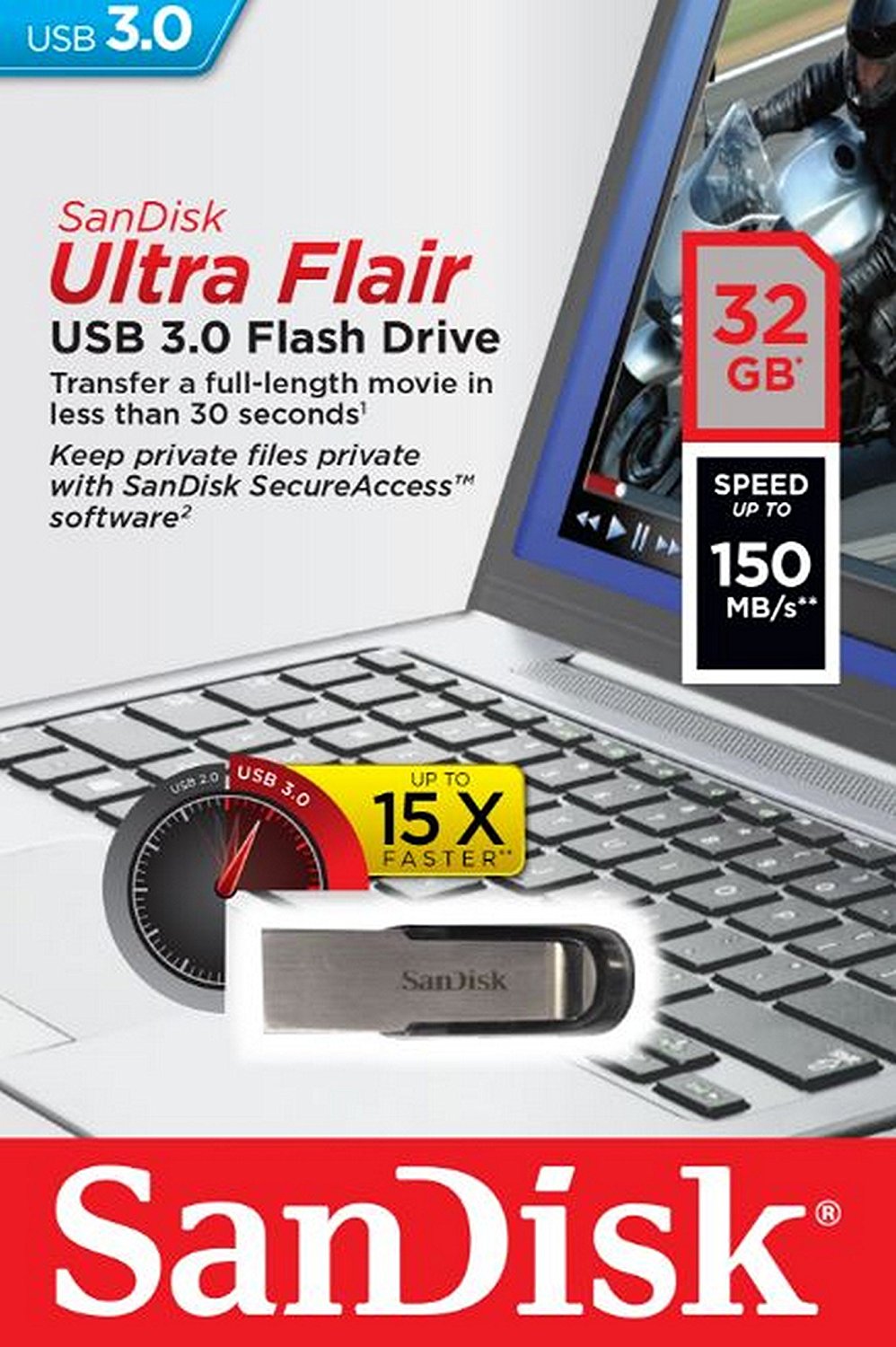 Flashdrive 32GB USB 3.0 SanDisk Cruzer Ultra Flair - obrazek 5