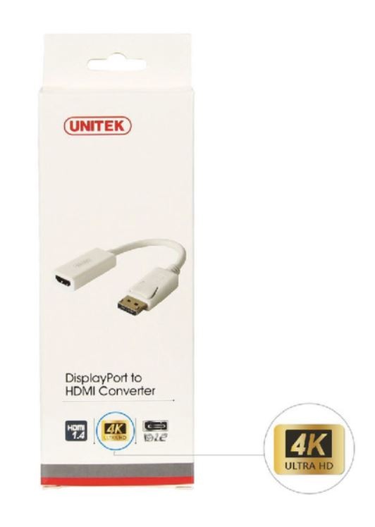 Adapter DisplayPort męski na HDMI żeński Unitek 4K Biały - obrazek 3