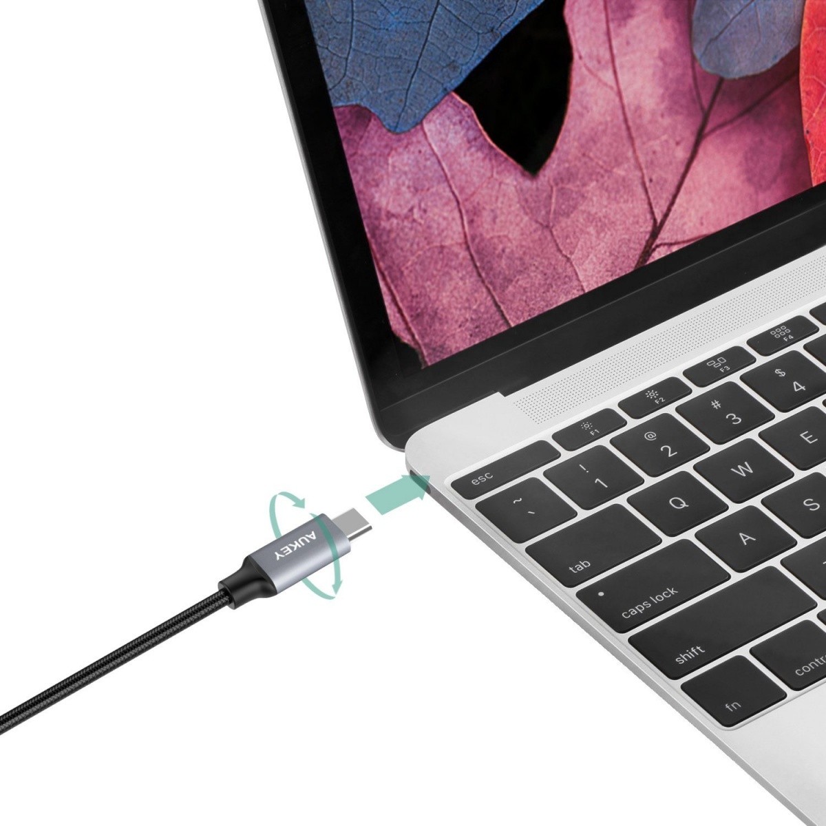 Kabel USB Type-C 1.0 m Aukey 60W Nylon - obrazek 2