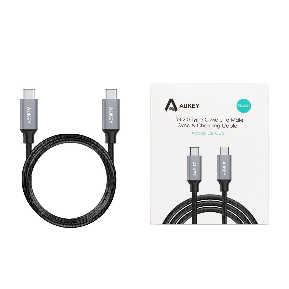 Kabel USB Type-C 1.0 m Aukey 60W Nylon - obrazek 3