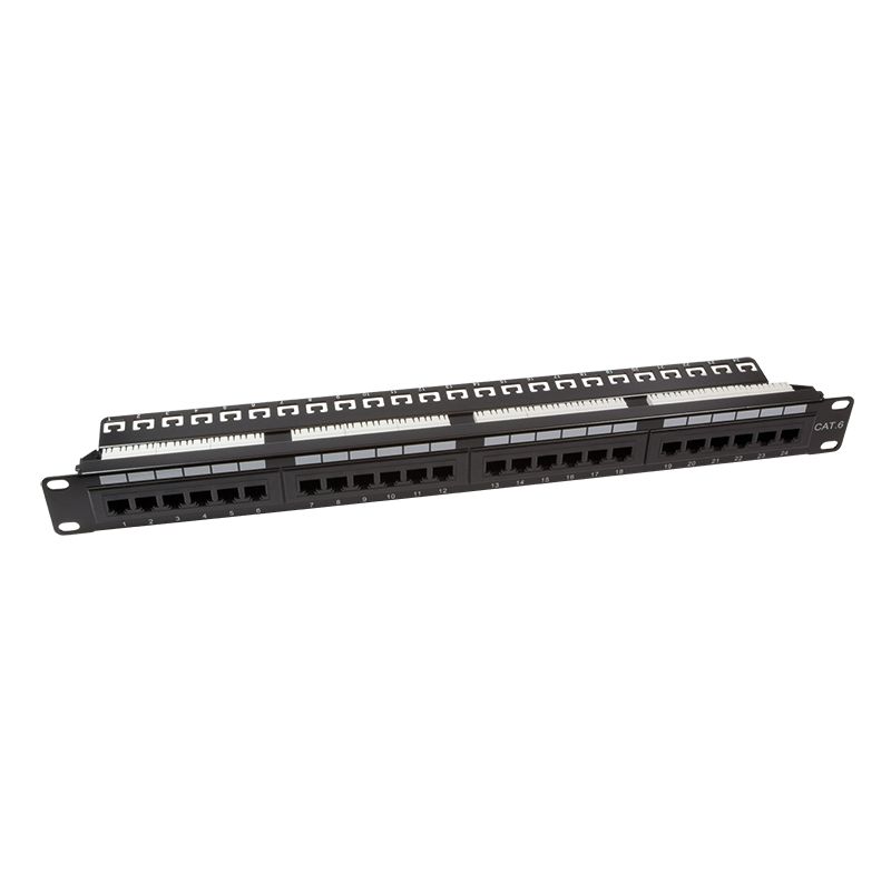 Patchpanel 19" 1U 24 porty kat. 6 UTP Czarny