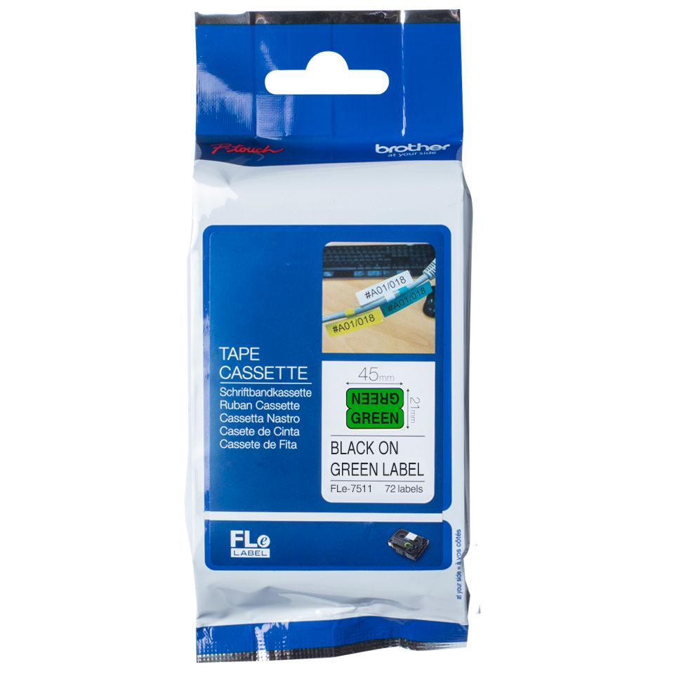 Taśma do drukarki etykiet Brother FLE7511 24mm Czarny na Zielonym - obrazek 2